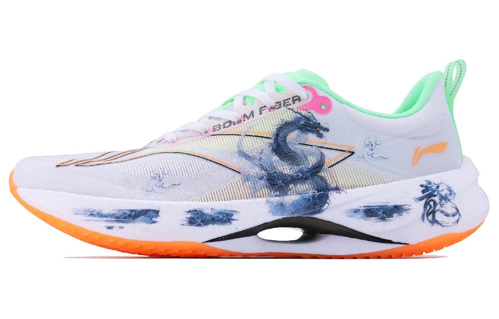 LiNing Super Light 21 Cushioning Abrasion Resistant Breathable Low Top Running Shoes Men's White Green Orange