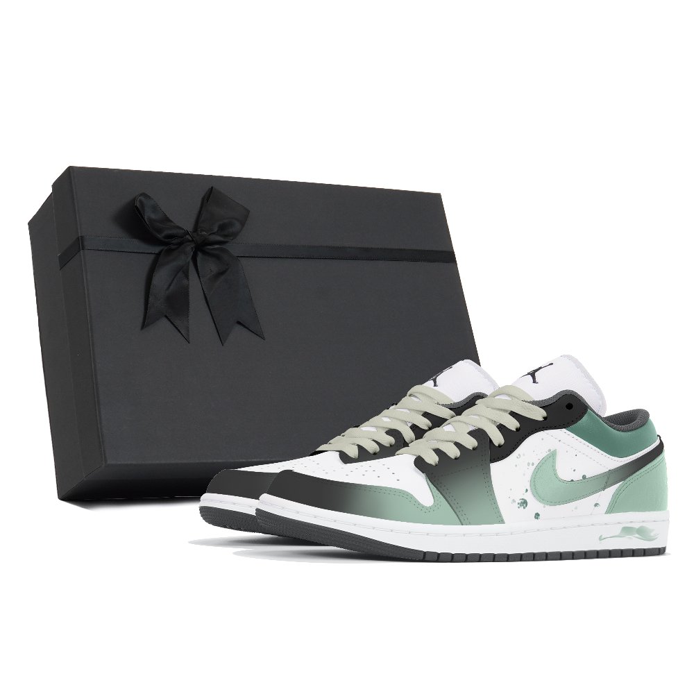Jordan Air Jordan 1 Abrasion Resistant Slip Resistant Low Top Vintage Basketball Shoes Men's Black Green