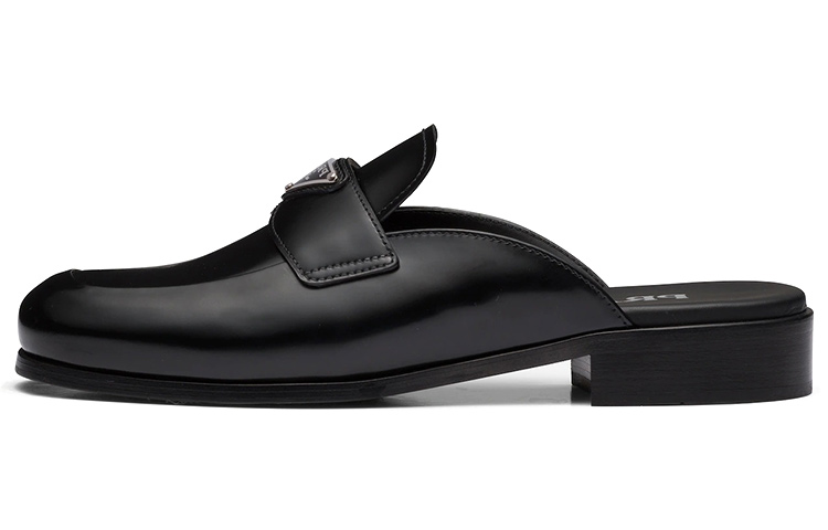 PRADA Brushed Leather Mules 'Black' Women's