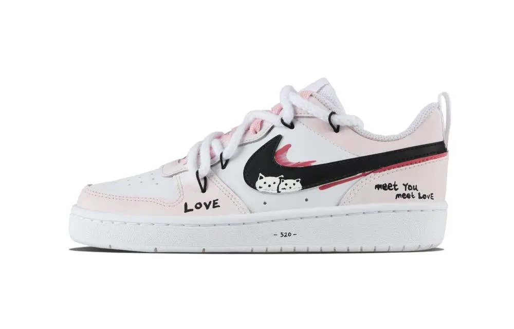 Nike Court Vision 1 Meet Love Abrasion Resistant Low top Skateboard Shoes Unisex Ecru