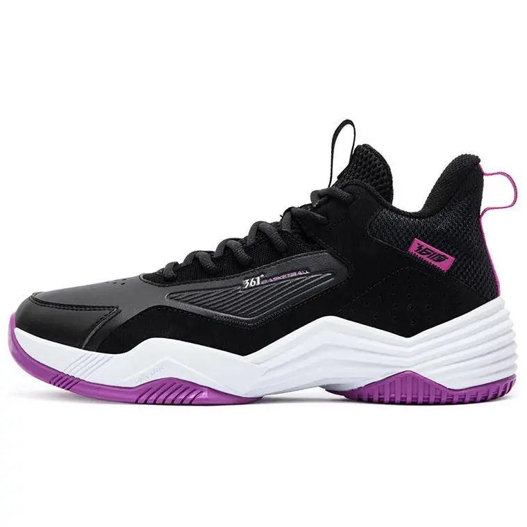 361° Burning Ball Game Cushioning Abrasion Resistant Breathable High top Basketball Shoes Men's Black Purple