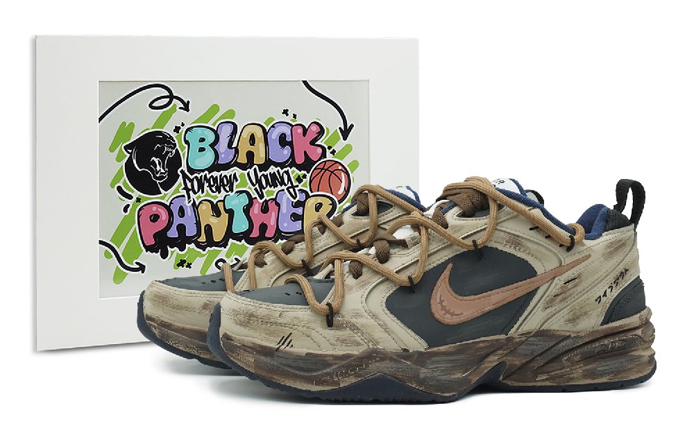 Nike Air Monarch 4 Anti Slip And Wear Resistant Height Increasing Low Top Chunky Sneakers Unisex Brown Black
