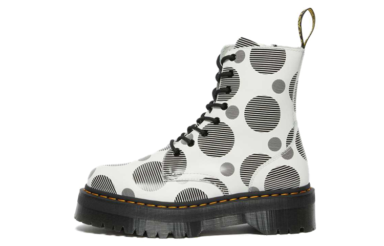 Dr. Martens Jadon Polka Dot Smooth Leather Platform Boots 'White Black' Women's