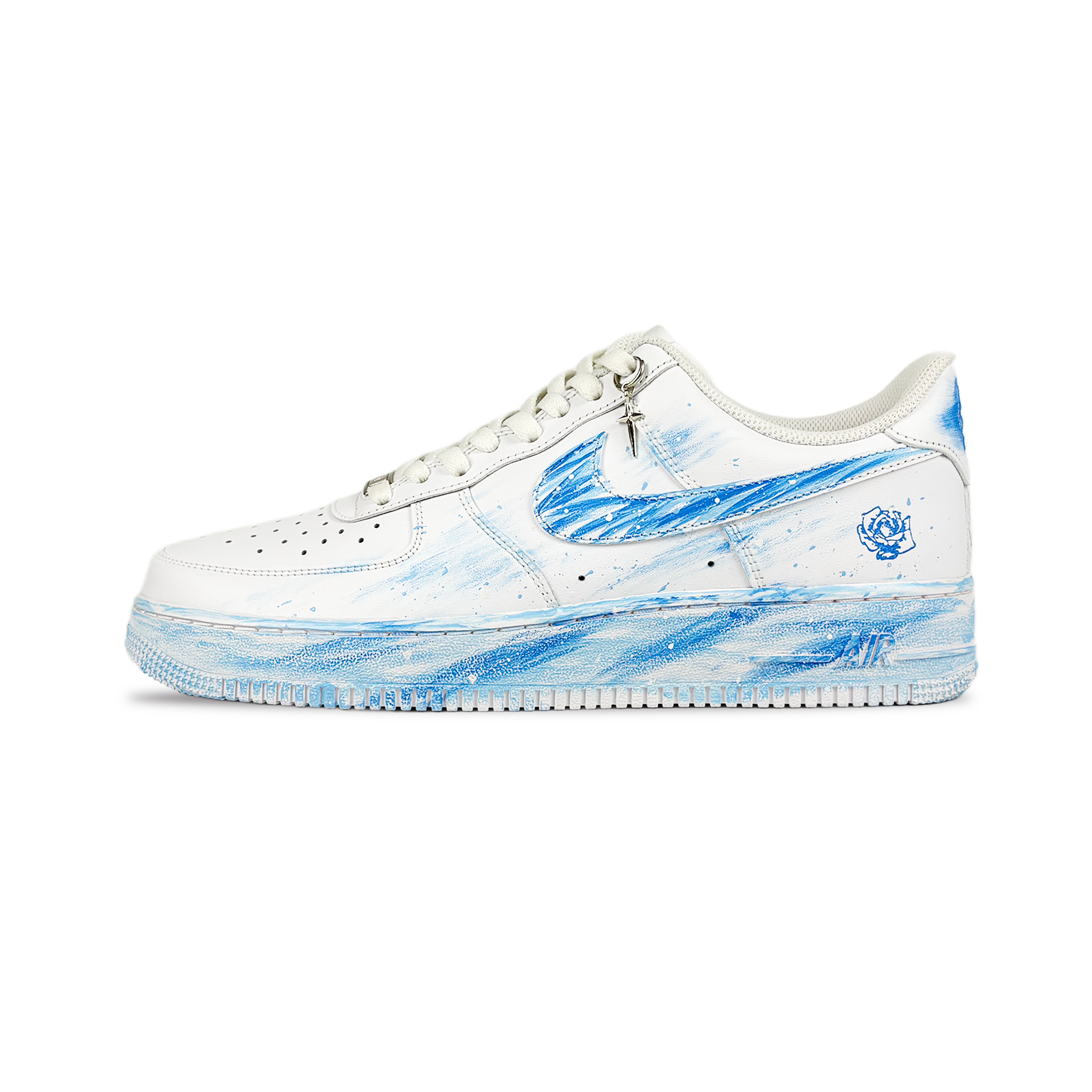 Nike Air Force 1 Silver Traces Coverage Cushioning Abrasion Resistant Low Top Skateboard Shoes Unisex Blue White
