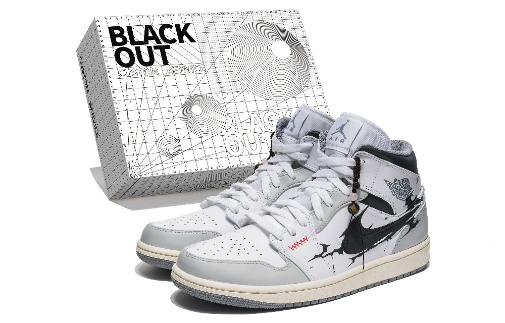 Jordan Air Jordan 1 Mid High-Top Vintage Basketball Shoes Men's Gray White