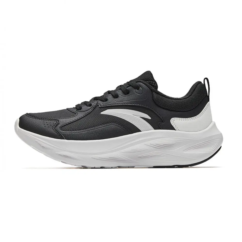 Anta Dust Free Rebound Height Increase Lightweight Breathable Running Shoes Women's Black White