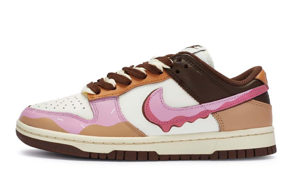 Nike Dunk Anti Slip Wear Resistant Low Top Skateboard Shoes Women's Beige Brown Pink