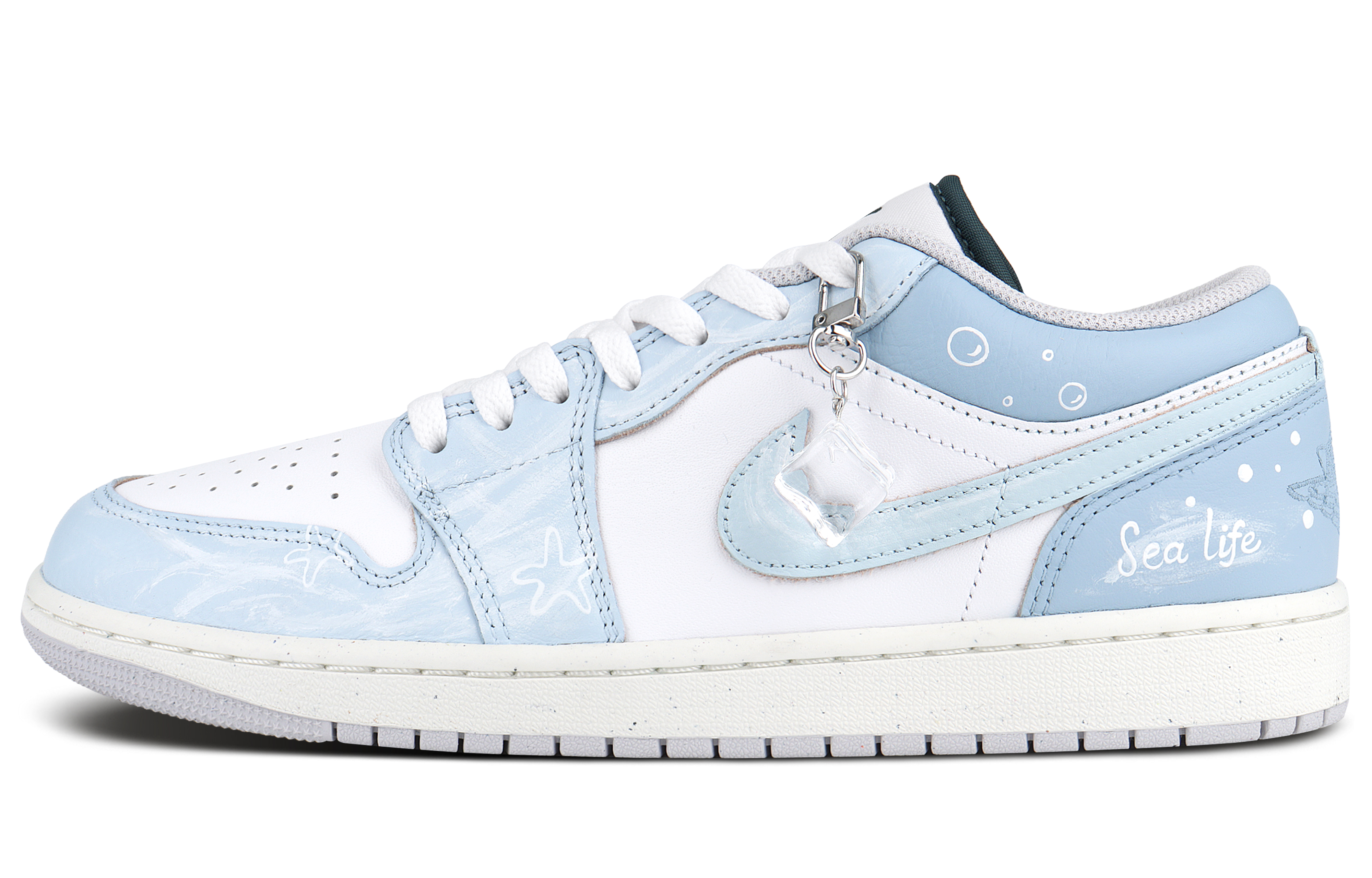 Jordan Air Jordan 1 Abrasion Resistant Breathable Low top Vintage Basketball Shoes Men's Blue White