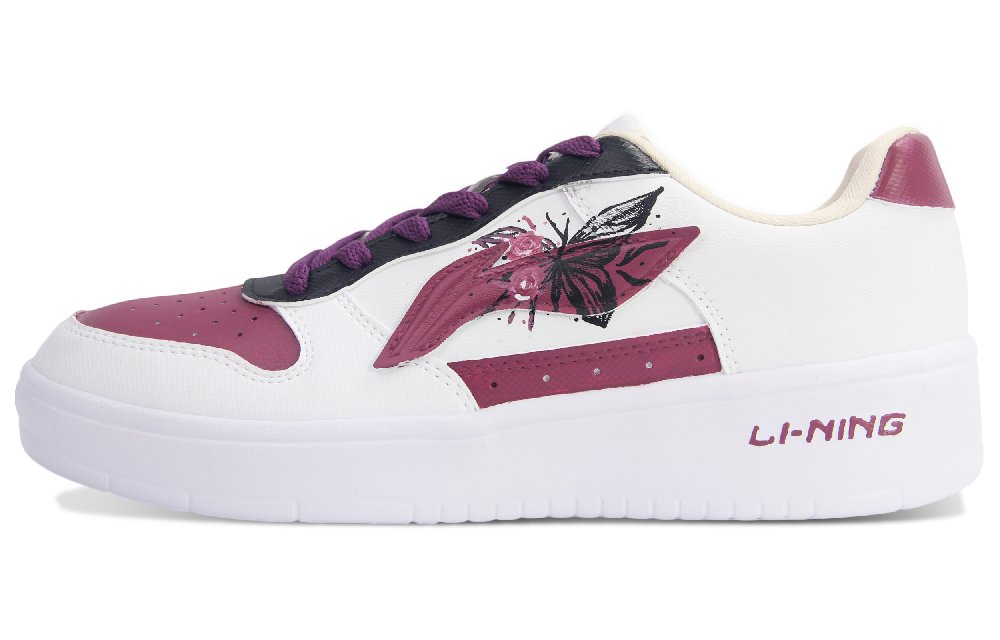 LiNing Pontoon Boats Slip Resistant Abrasion Resistant Low top Skateboard Shoes Women's Red
