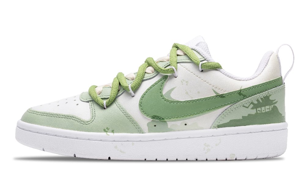Nike Court Borough Low Abrasion Resistant Lightweight Slip Resistant Low Top Skateboard Shoes GS Yellow Green
