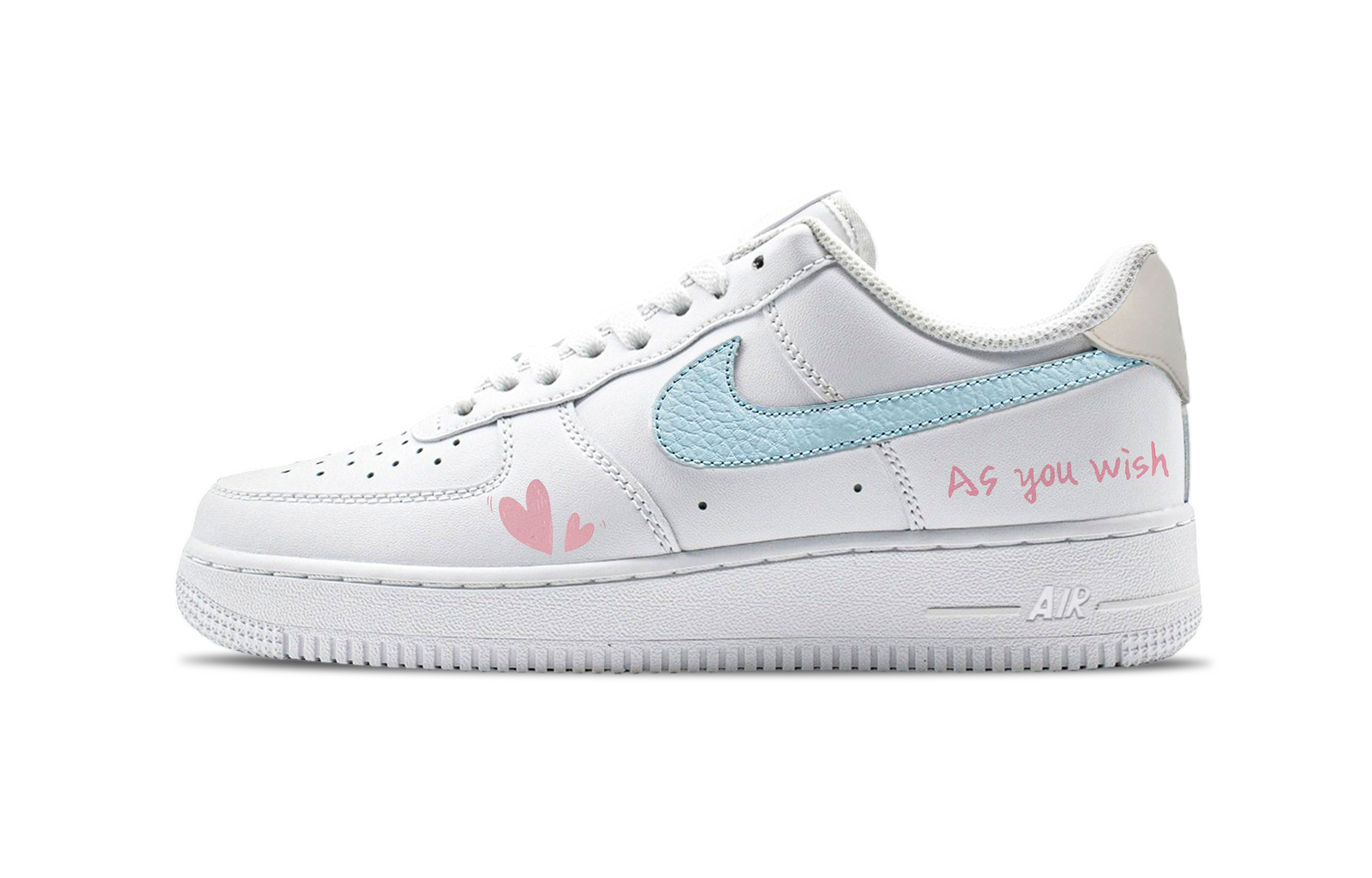 Nike Air Force 1 Sea Salt Blue Abrasion Resistant Low top Skateboard Shoes Unisex White Blue