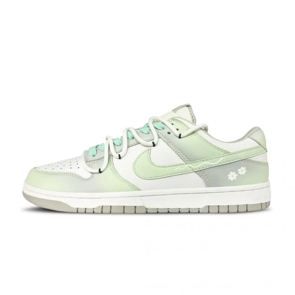 Nike Dunk Flower Language Abrasion Resistant Low top Skateboard Shoes Unisex Turquoise