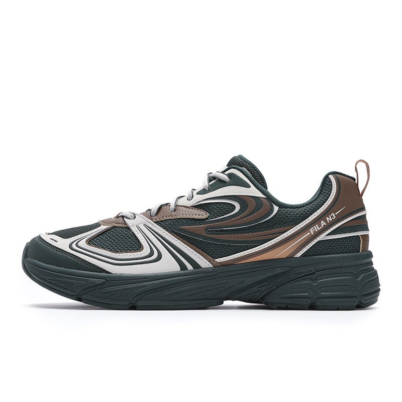 FILA INTERUN Cushioning Anti-Slip Wear-Resistant Breathability Low-Top Casual Shoes Men's Green Silver