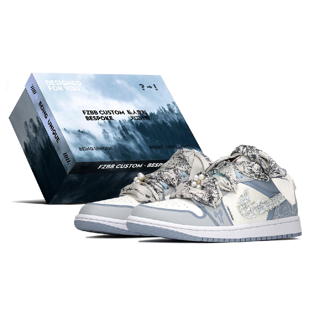 Jordan Air Jordan 1 Low Top Vintage Basketball Shoes Women's Blue White