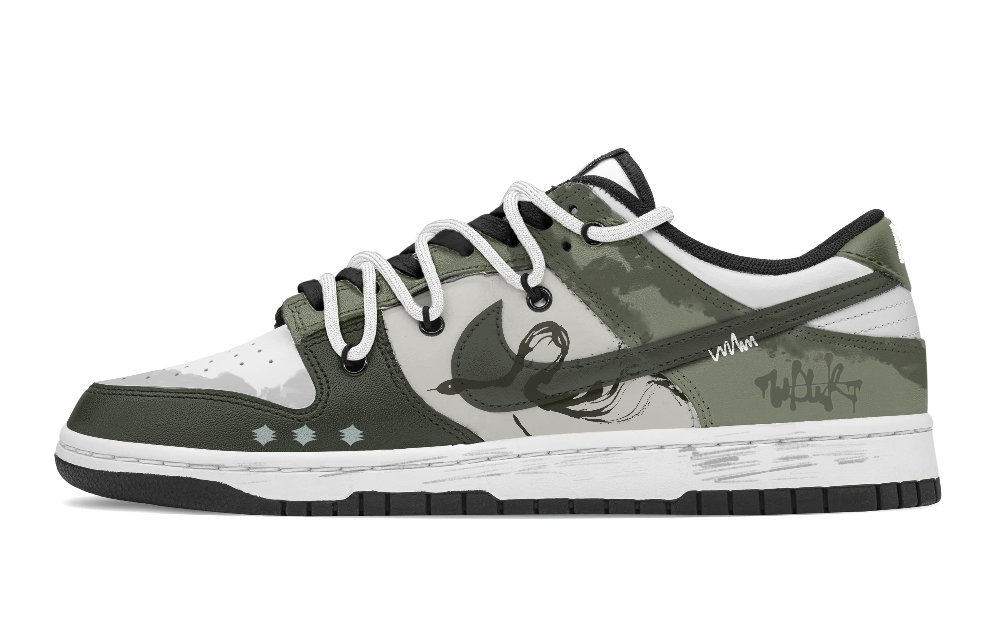 Nike Dunk Anti-Slip Wear-Resistant Low-Top Skateboard Shoes Unisex Gray Green
