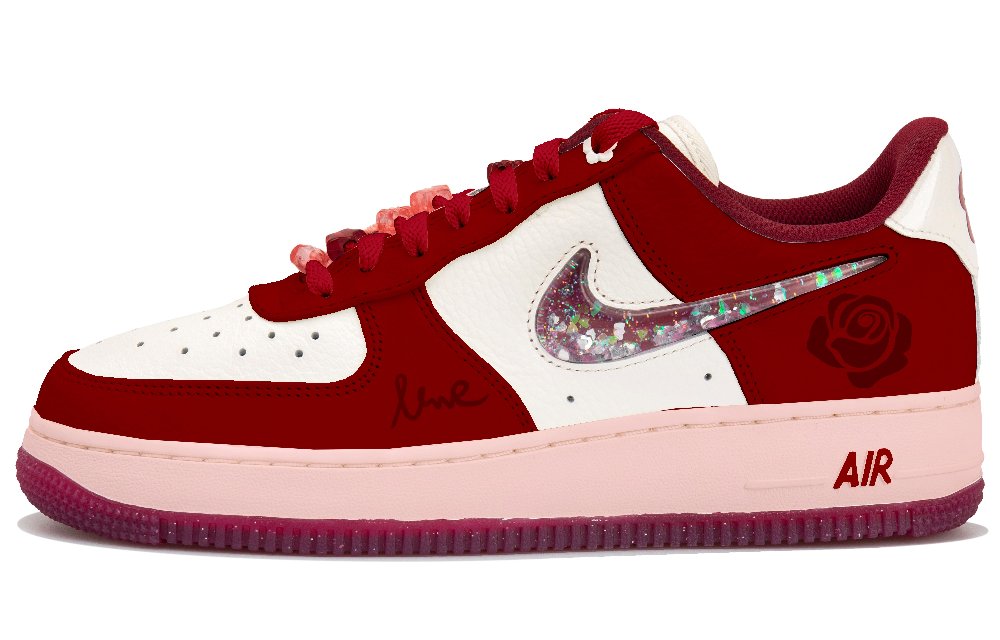 Nike Air Force 1 Anti Slip Wear Resistant Low Top Skateboard Shoes Women's White Red