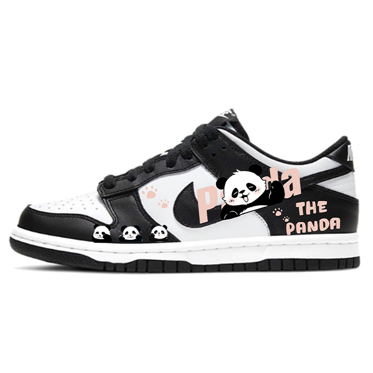Nike Dunk Anti Slip Wear Resistant Low Top Skateboard Shoes GS Black White Pink