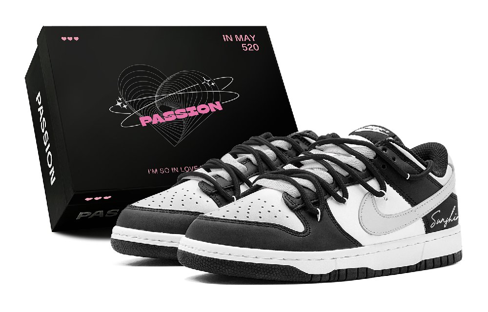 Nike Dunk Slip Resistant Low Top Skateboard Shoes Men's Silver Black
