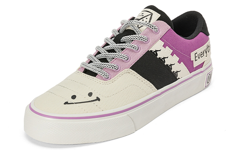 Kappa Abrasion Resistant Low Top Skateboard Shoes Unisex White Purple Black