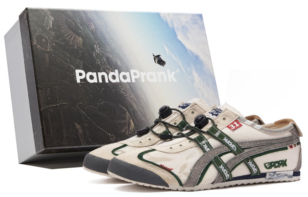 Onitsuka Tiger Panda Mischief Leaping Over The Horizon Racing Lightweight Low-Top Casual Shoes Unisex Beige/Green/Taupe