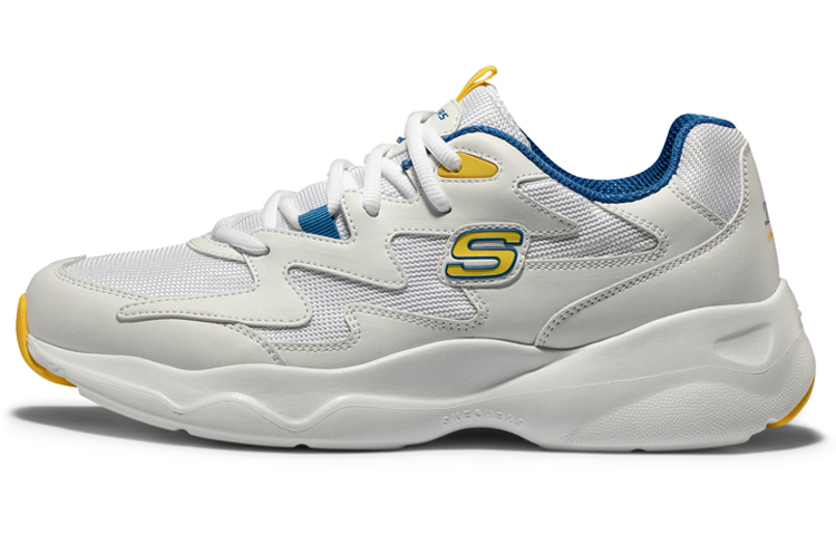 Skechers D'LITES Durable Breathable Low Top Chunky Sneakers Men's White Yellow Blue