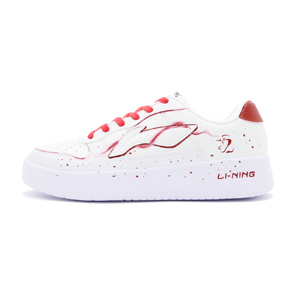 LiNing Pontoon Boats Anti Slip And Wear Resistant Breathable Low Top Skateboard Shoes Women's White Red