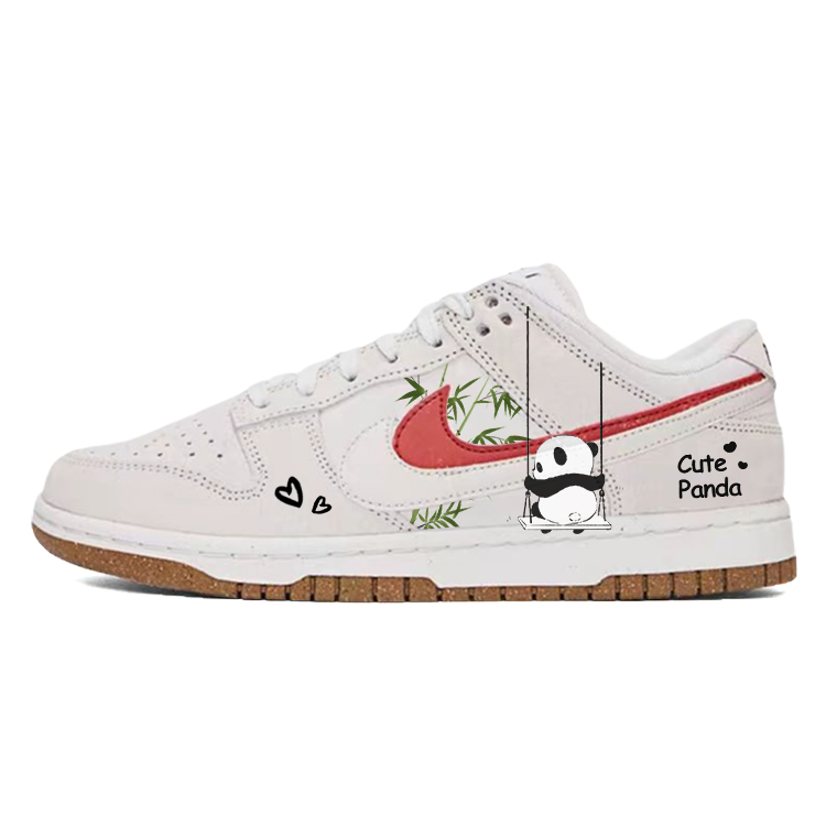 Nike Dunk Cushioning Anti-Slip Wear-Resistant Breathability Low-Top Vintage Basketball Shoes Women's Beige Red
