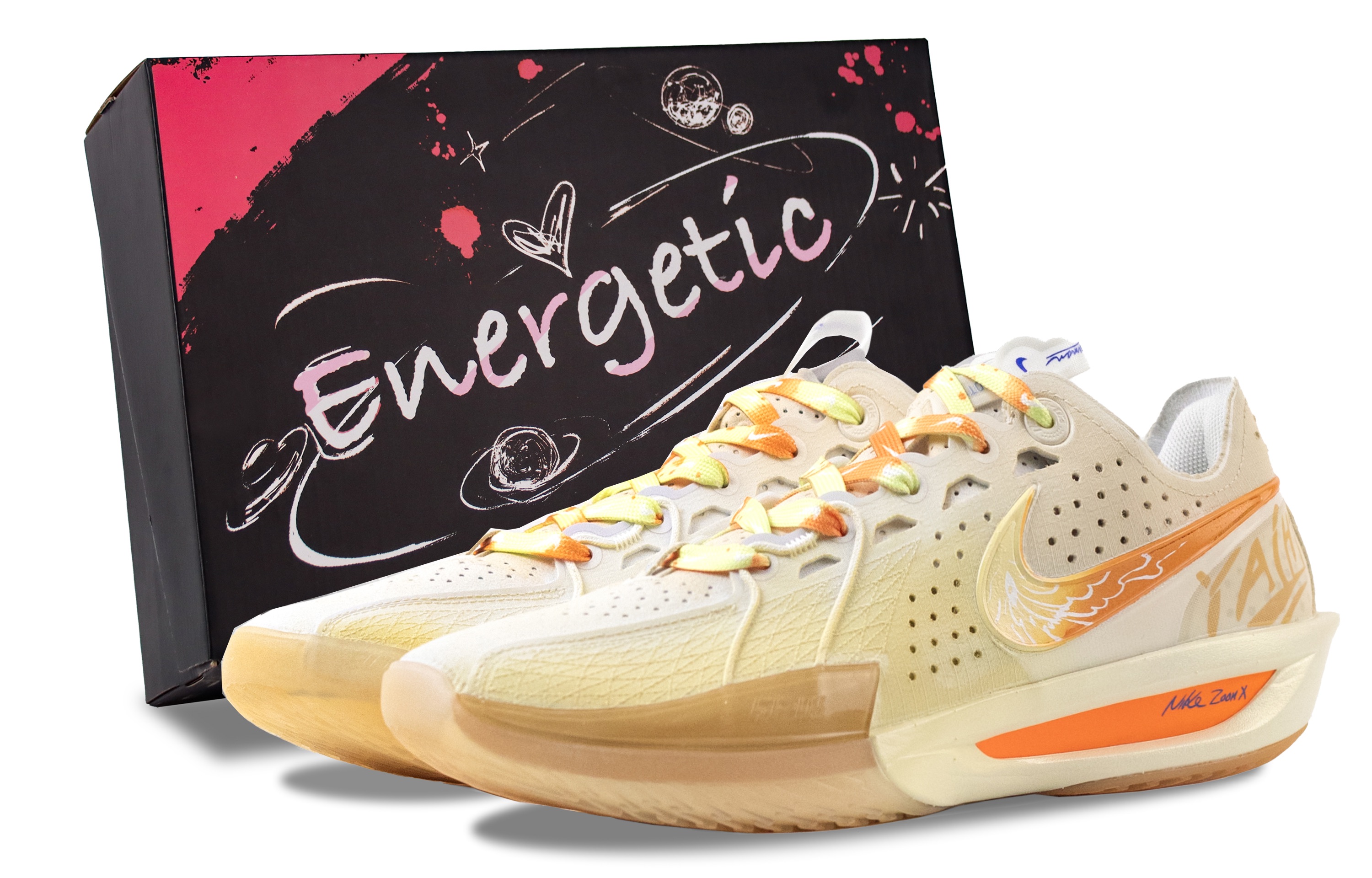 Nike Air Zoom G.T. Cut 3 Vintage Basketball Shoes Unisex Low top White/Yellow/Orange