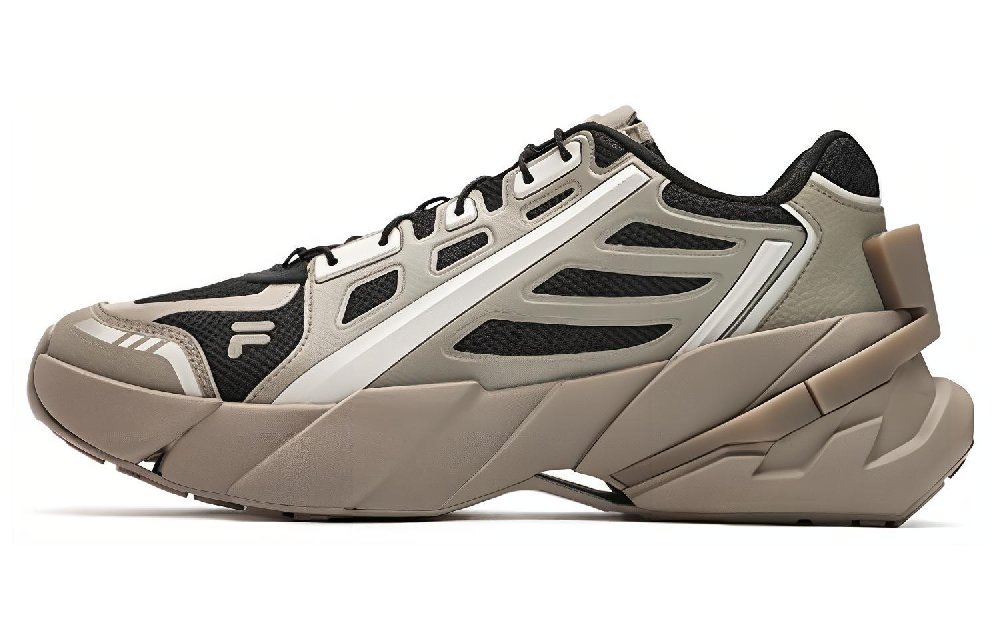 FILA FUSION TI-22 Cushioning Wear-Resistant Low-Top Casual Shoes Men's Brown Black