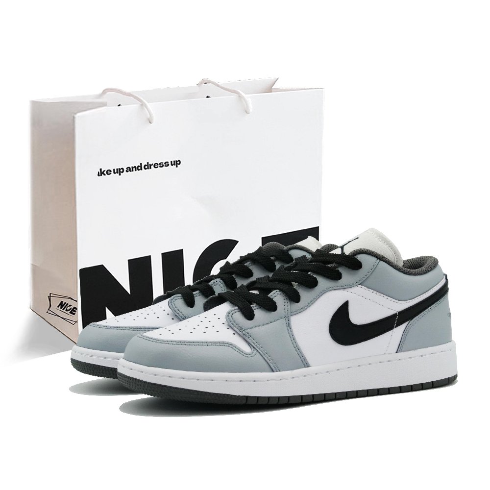 Jordan Air Jordan 1 Meteorite Gray Abrasion Resistant Low Top Vintage Basketball Shoes Unisex Light Gray