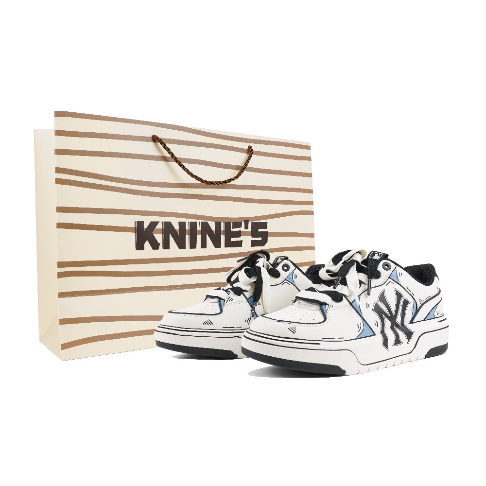 MLB Chunky Liner Nine Systems Coverage Cushioning Abrasion Resistant Low Top Skateboard Shoes Unisex White Blue