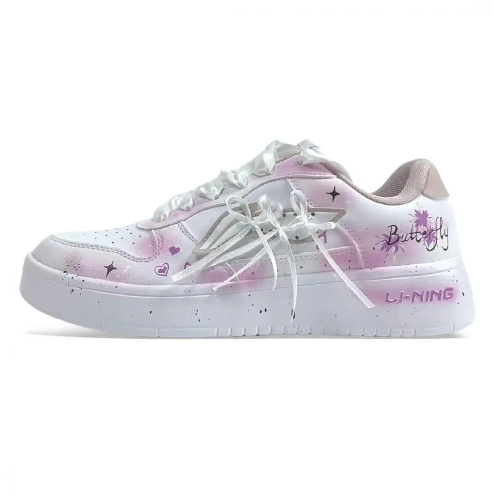 LiNing Pontoon Boats Abrasion Resistant Lightweight Height Increasing Low top Skateboard Shoes Women's Pink