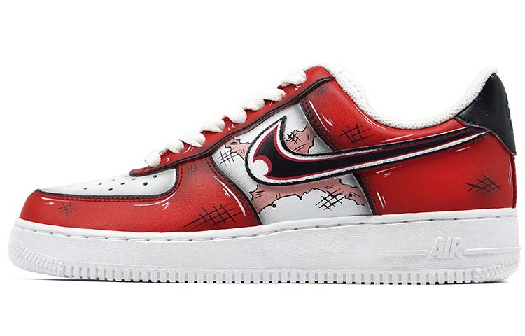 Nike Air Force 1 Air Force 1 Anti Slip Wear Resistant Low Top Skateboard Shoes Men's Black Red