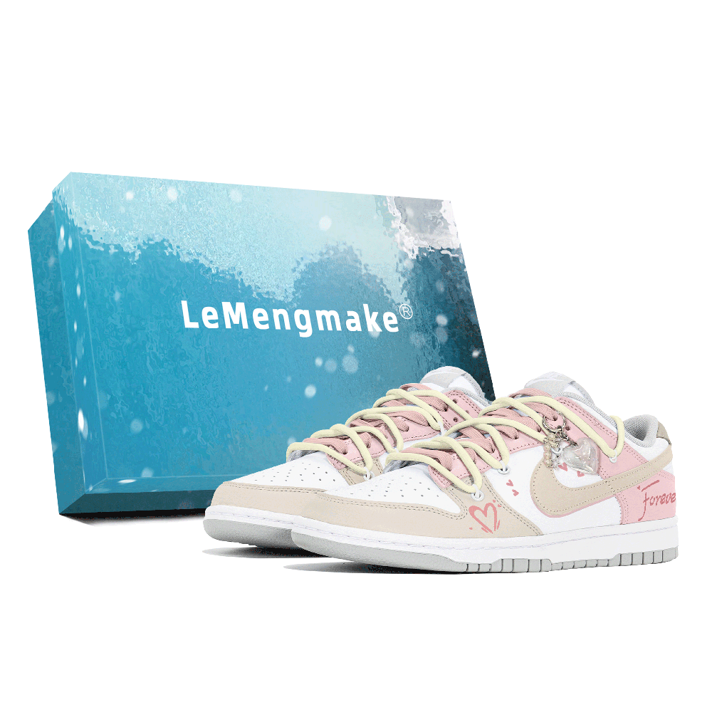 Nike Dunk Joy Lemon Anti Slip Wear Resistant Low Top Skateboard Shoes Women's White Yellow Pink