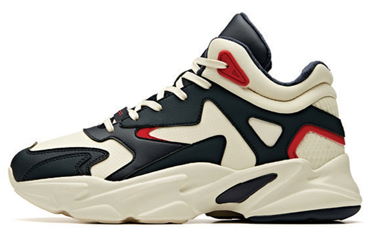 Anta Life Collection Cushioning Anti-Slip And Wear-Resistant Mid-Top Chunky Sneakers Women's White Black Red
