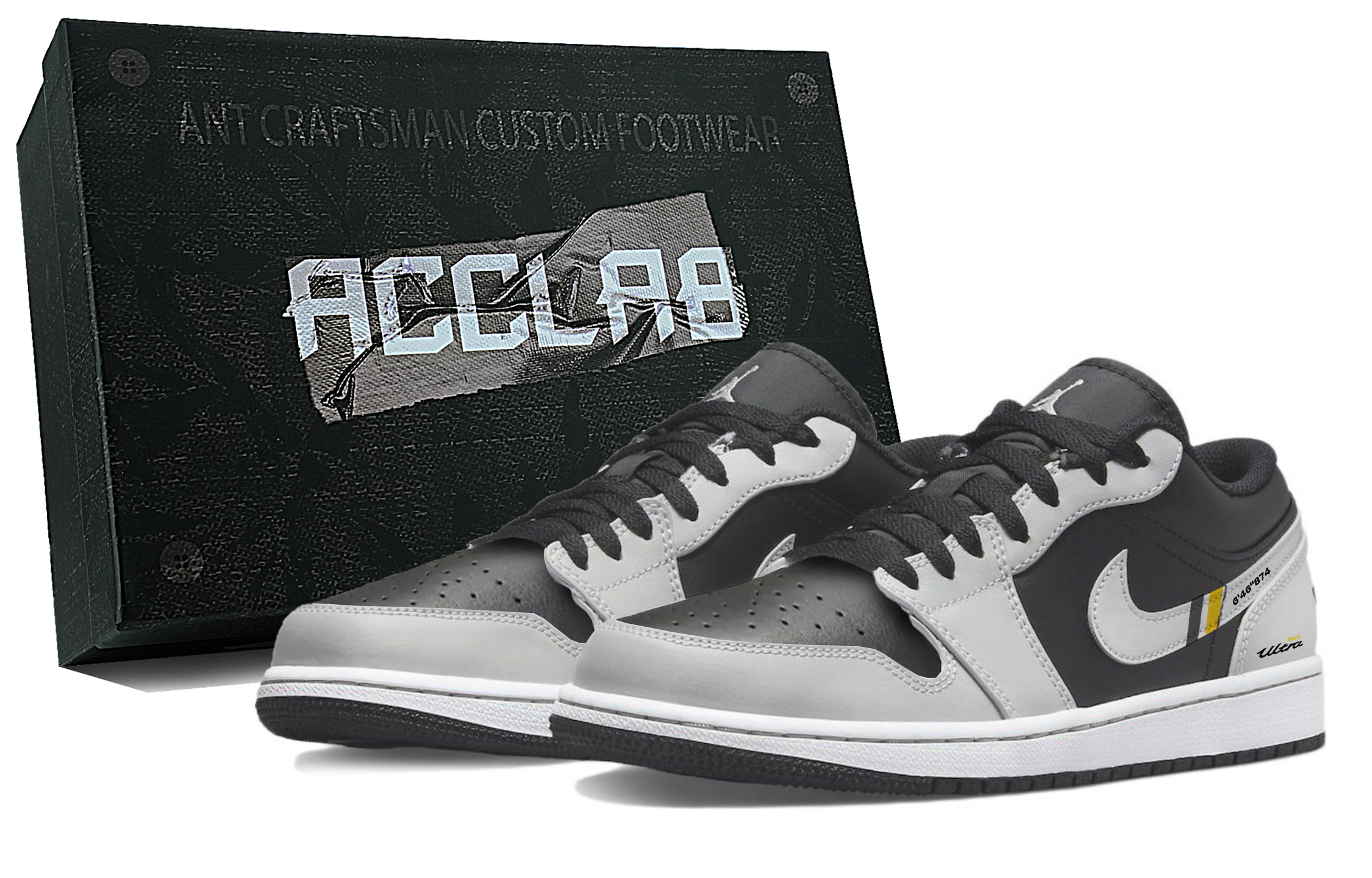Jordan 1 Cushioning Low top Vintage Basketball Shoes Unisex Black Gray