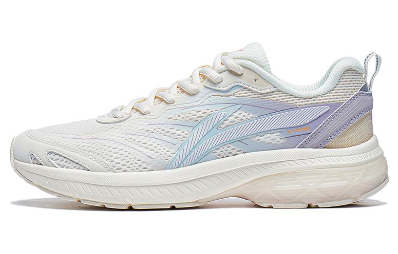 LiNing Slip Resistant And Breathable Low Top Casual Running Shoes Women's White Blue Purple