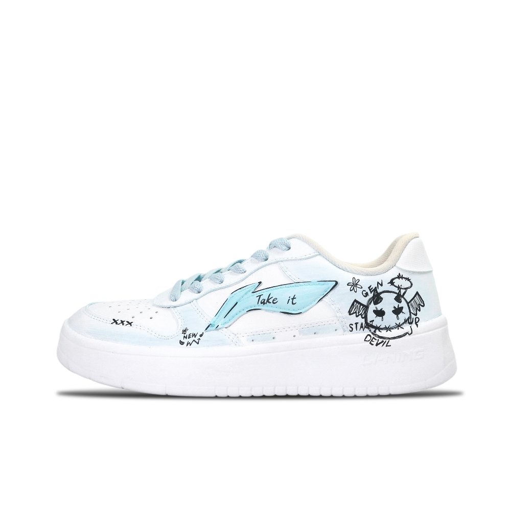LiNing Pontoon Boats Wear resistant And Lightweight Low Top Skateboard Shoes Unisex Black White Blue