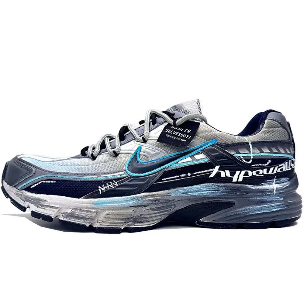 Nike Initiator Cushioning Low top Casual City Commute Running Shoes Men's Black White Blue