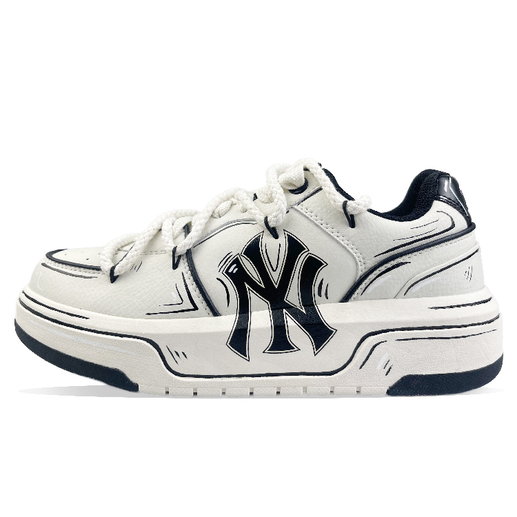 MLB Chunky Liner Wear-Resistant Height Increasing Low-Top Skateboard Shoes Unisex Black White