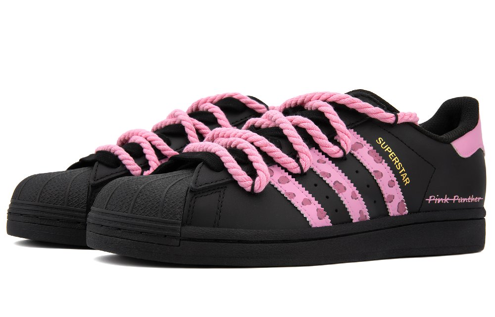 Adidas Originals SUPERSTAR Slip Resistant, Abrasion Resistant, Lightweight Low Top Skateboard Shoes Unisex Black Pink