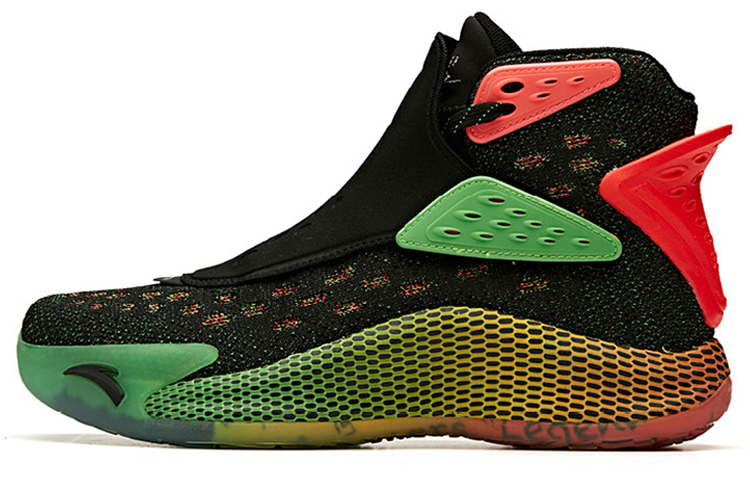 Anta KT5 KT 5 'Reggae' Anti-Slip Wear-Resistant High-Top Basketball Shoes Men's Black Green