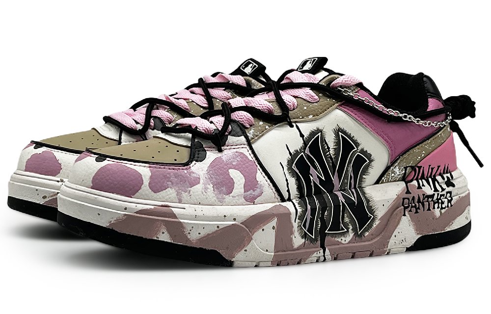 MLB Chunky Liner Abrasion Resistant Low Top Skateboard Shoes Unisex Pink White