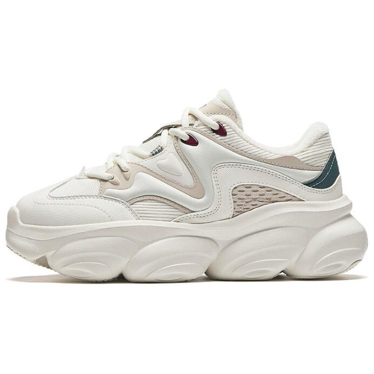 Anta Slip-Resistant Warm Low-Top Casual Shoes Women's White Beige Green