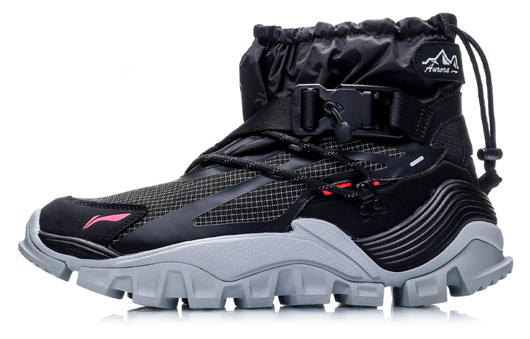 LiNing Aurora Mountain Travel Anti-Slip Wear-Resistant And Coverage Warm High-Top Casual Shoes Men's Black
