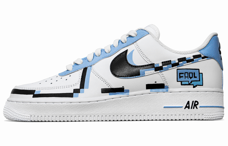 Nike Air Force 1 Anti-Slip Wear-Resistant Low-Top Skateboard Shoes Men's Black Blue