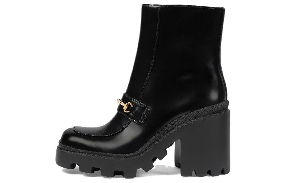 GUCCI 72mm Horsebit-detail Leather Boots