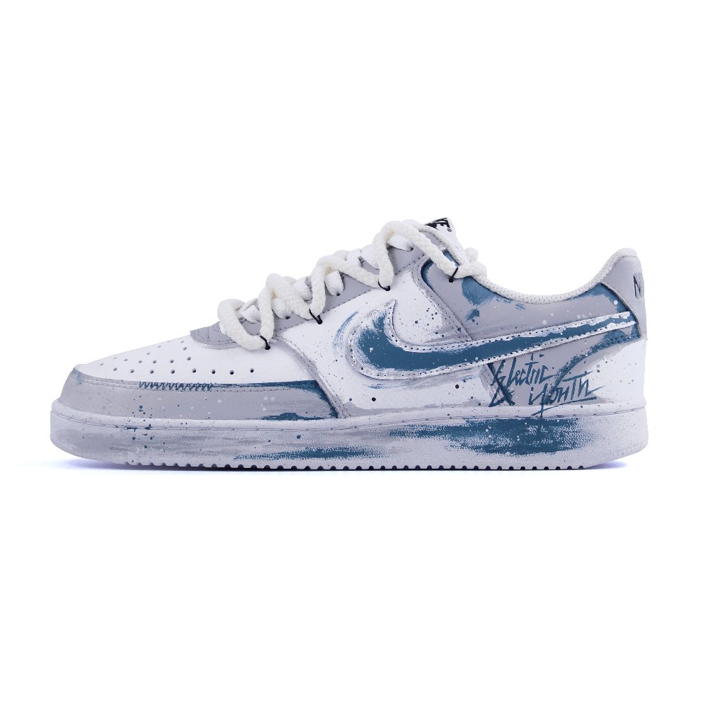 Nike Court Vision 1 Skateboard Shoes Women's Low top Blue Gray/Silver