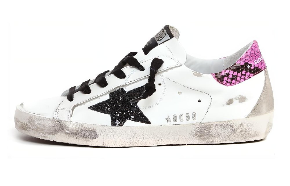 Golden Goose Super Star Low Top Stylish Skateboarding Shoes Women's White Pink Distressed Style
