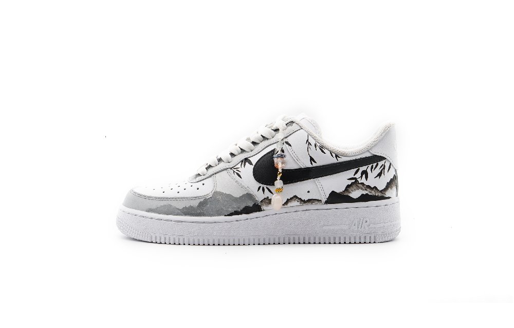 Nike Air Force 1 Anti Slip Wear Resistant Low Top Skateboard Shoes Unisex Black White Gray